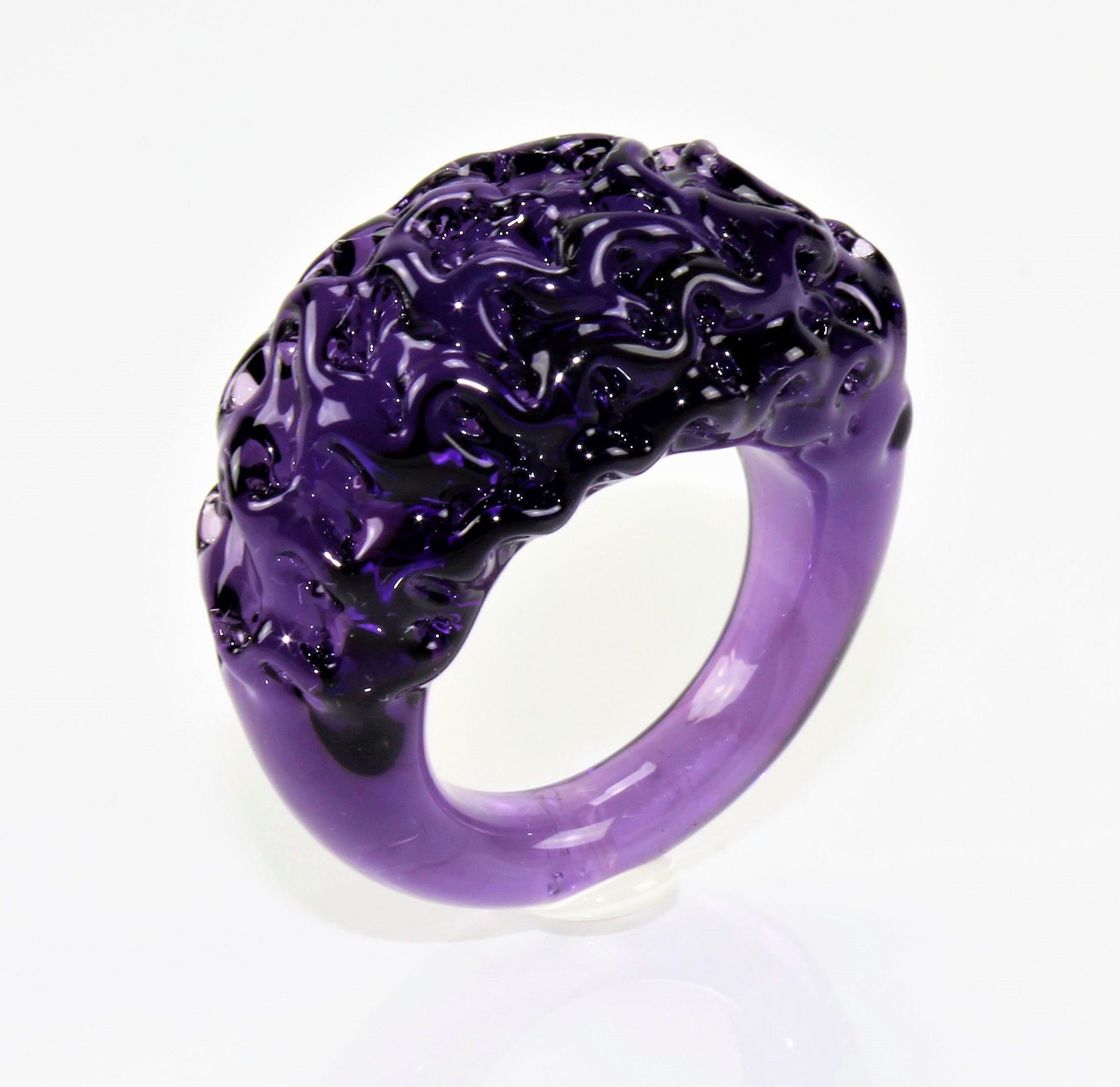 Ring "mountain and valley", Kamelie-violett, Borosilikatglas