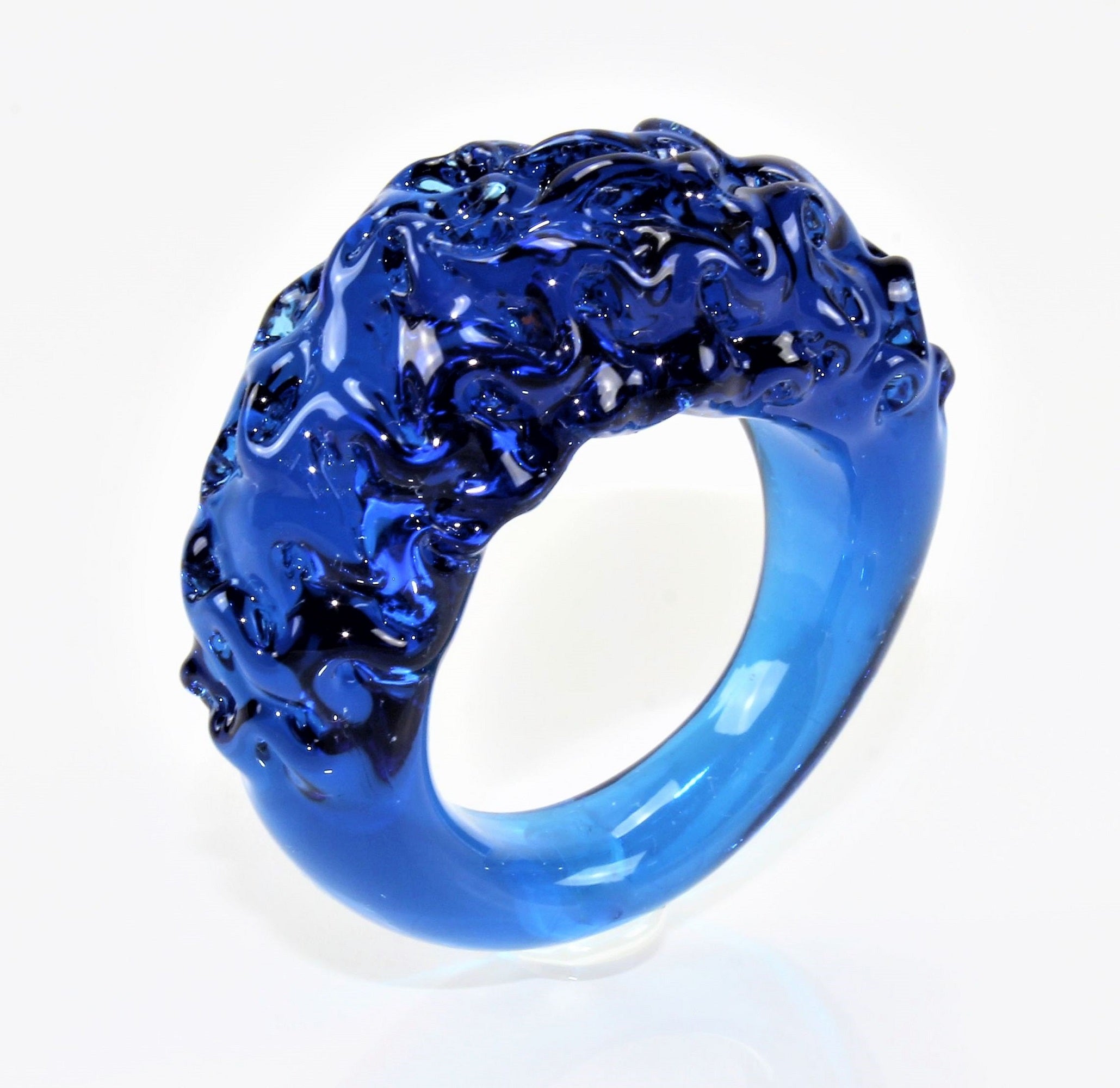 Ring "mountain and valley", Farbe: Blau-Violett , Borosilikatglas