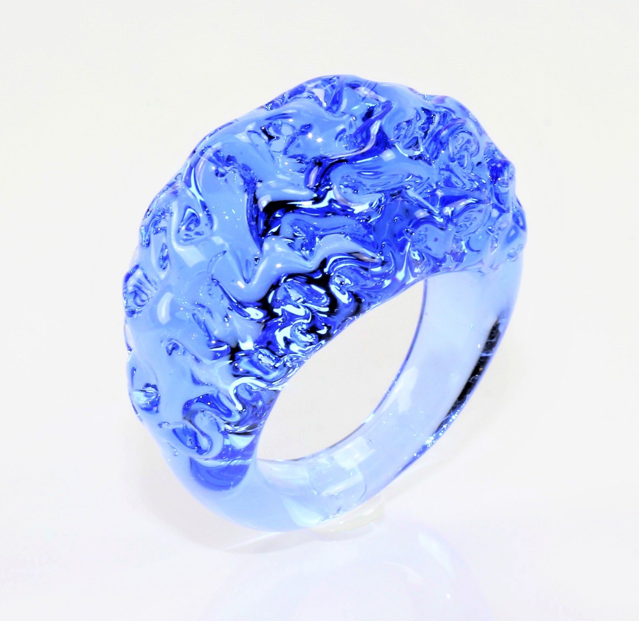 Ring "mountain and valley", Farbe: Blau-Violett , Borosilikatglas