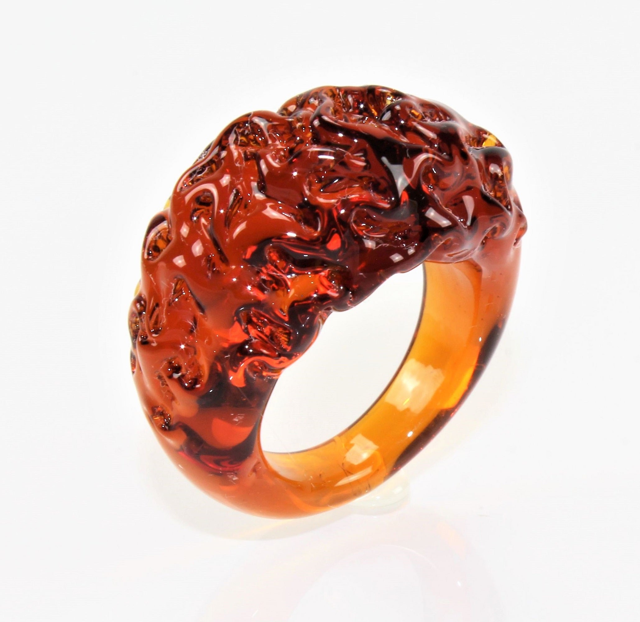 Ring "mountain and valley",Citrin-Bernstein, Borosilikatglas