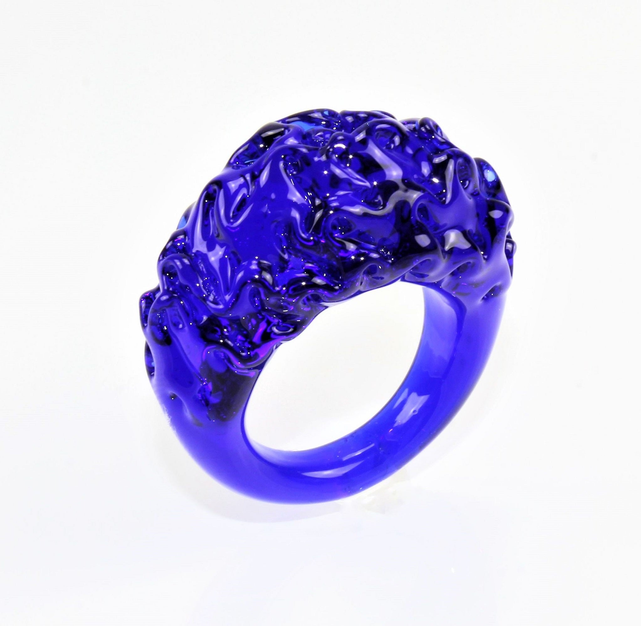 Ring "mountain and valley", Farbe: Blau-Violett , Borosilikatglas