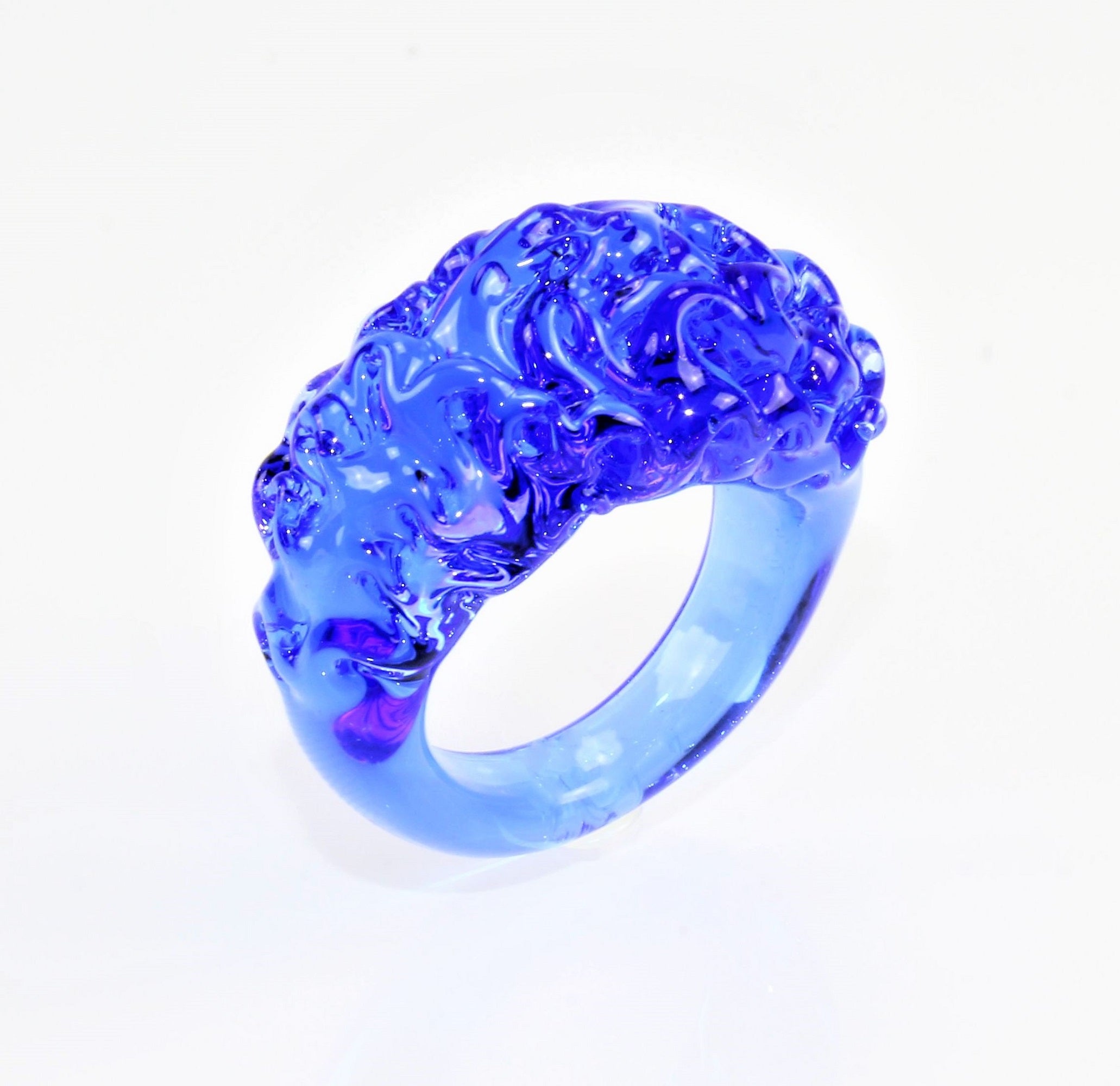 Ring "mountain and valley", Farbe: Blau-Violett , Borosilikatglas