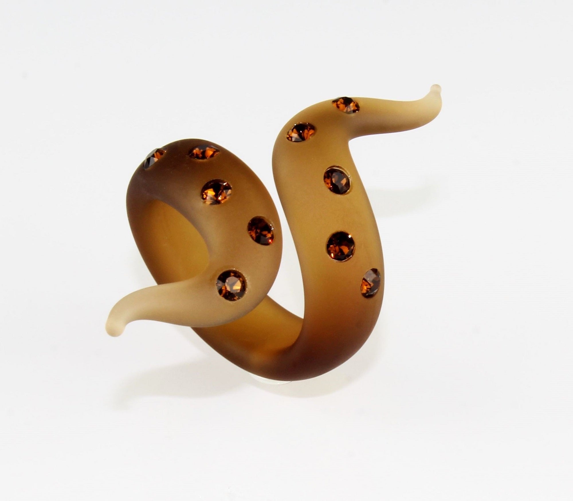 Spiral Ring "Amelia" Gold Bronce ,mit Steinen besetzt, mattiert