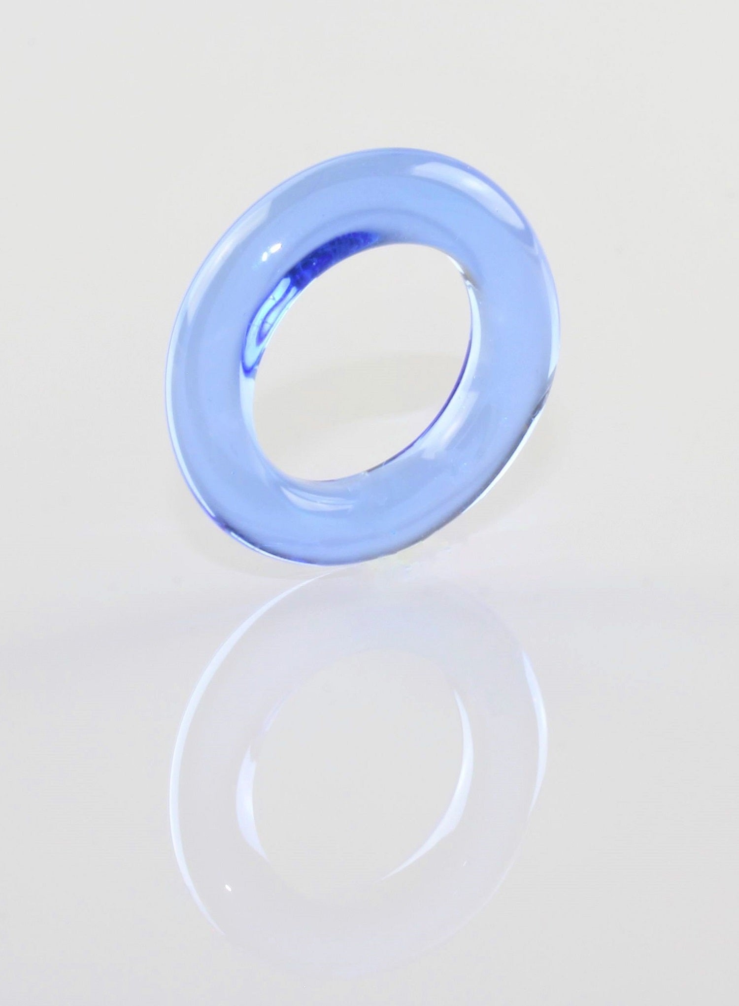 Ring "Loop" Borosilikatglas blau klar