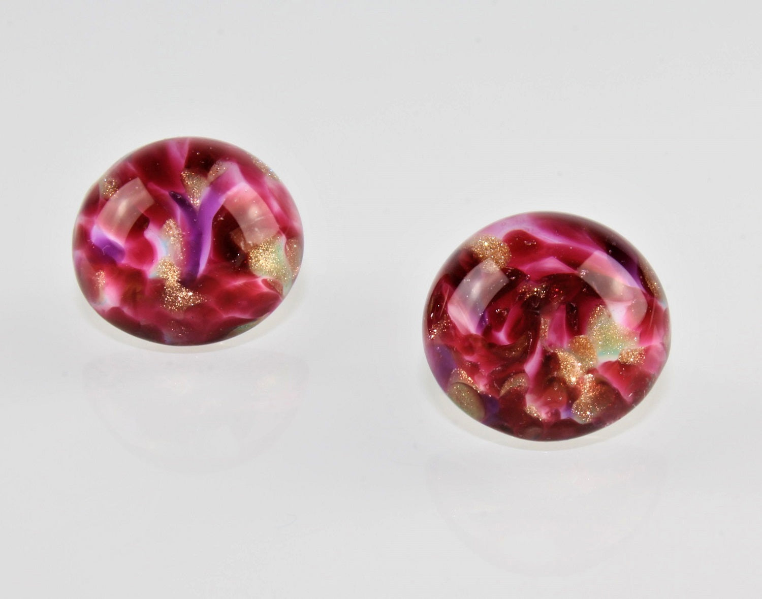 Ohrclips " Macy" , Borosilikat , farbig marmoriert , 925/000 Silber rhodniert