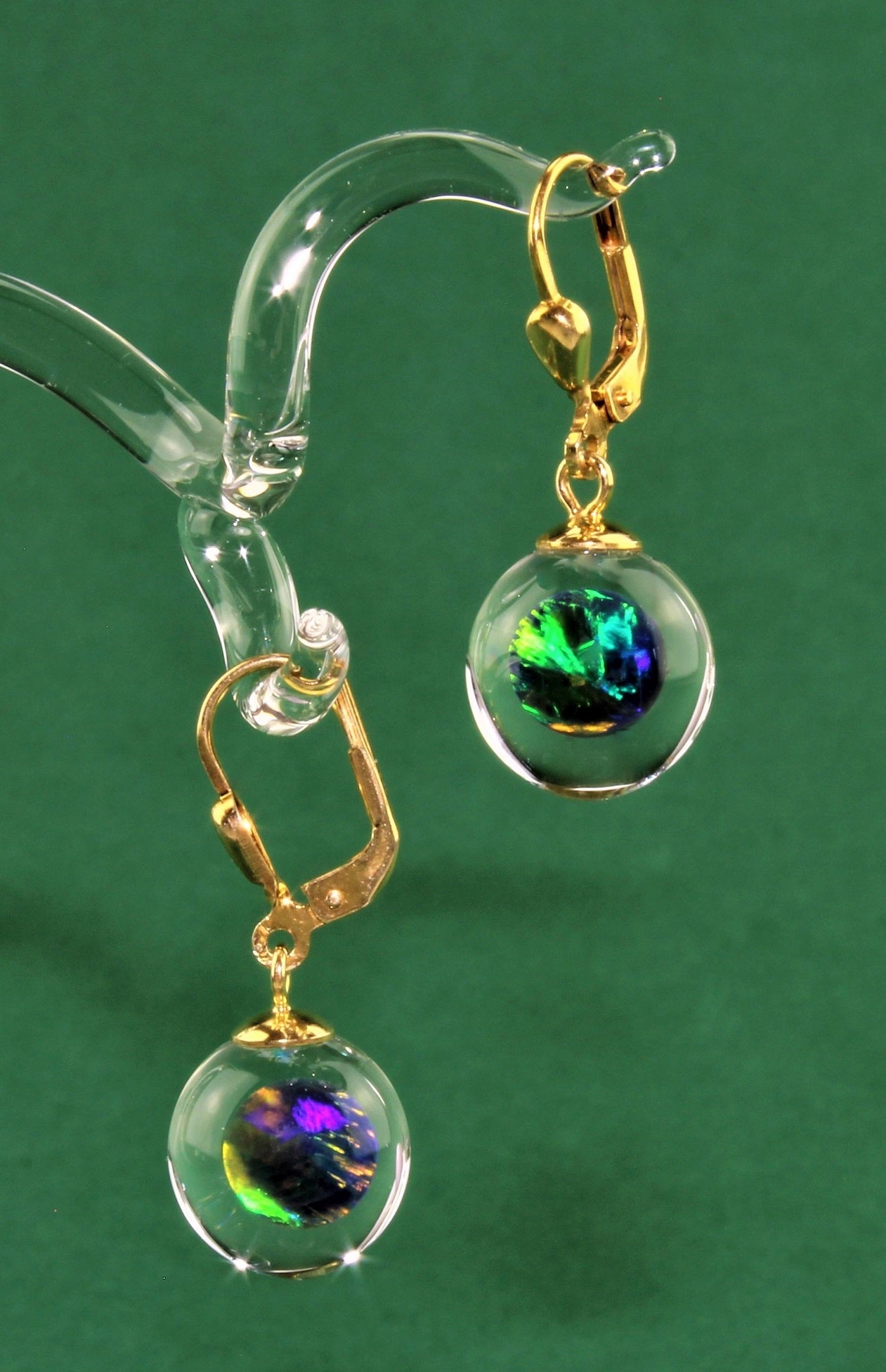 Ohrringe Kugel "Opal" green
