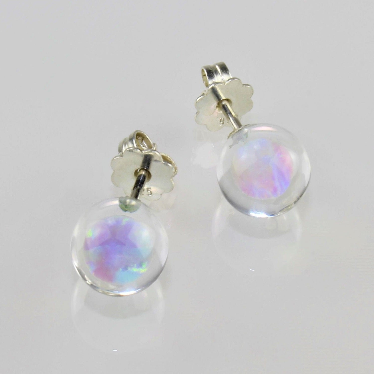 Ohrstecker, Opal verschiedene Farben, 8 mm