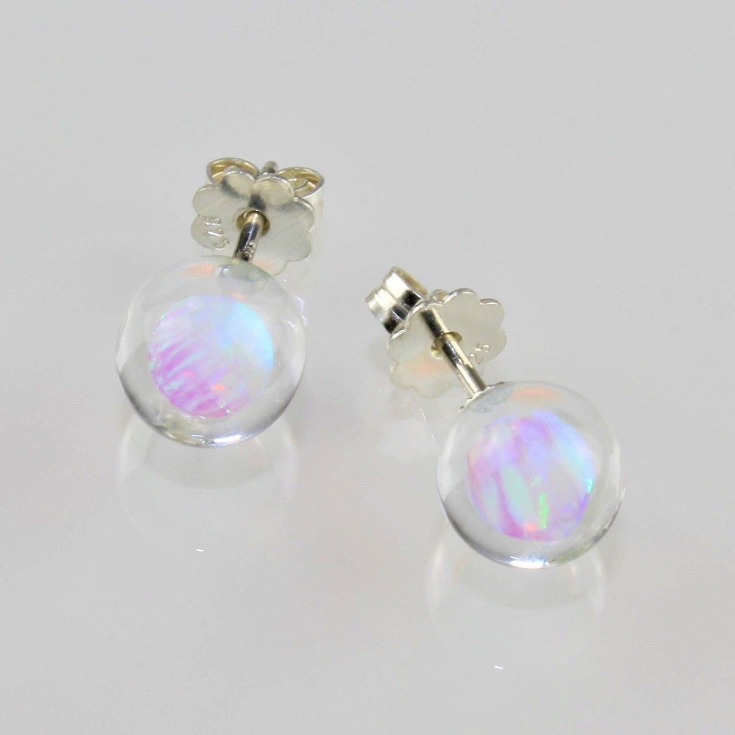 Ohrstecker, Opal verschiedene Farben, 8 mm