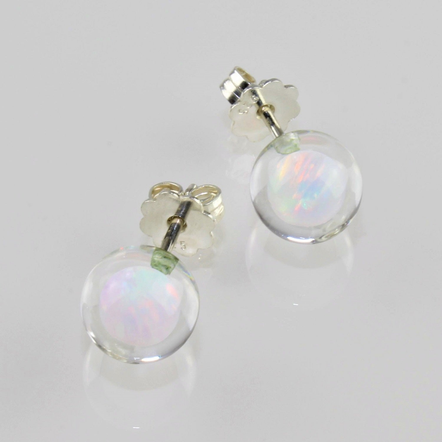 Ohrstecker, Opal verschiedene Farben, 8 mm