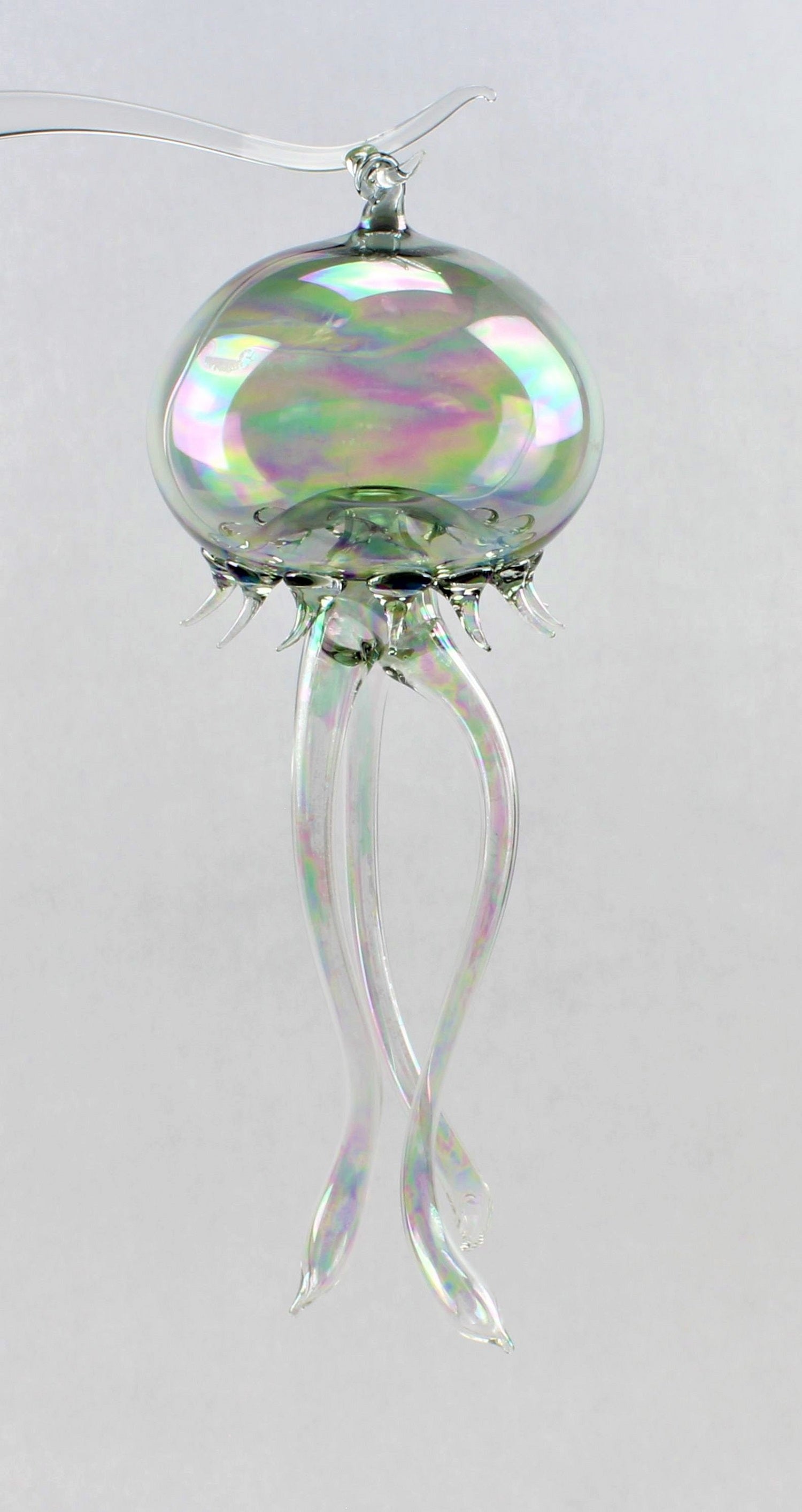 Qualle, Kristall farbig ,Länge 20-22 cm, Material: Borosilikatglas