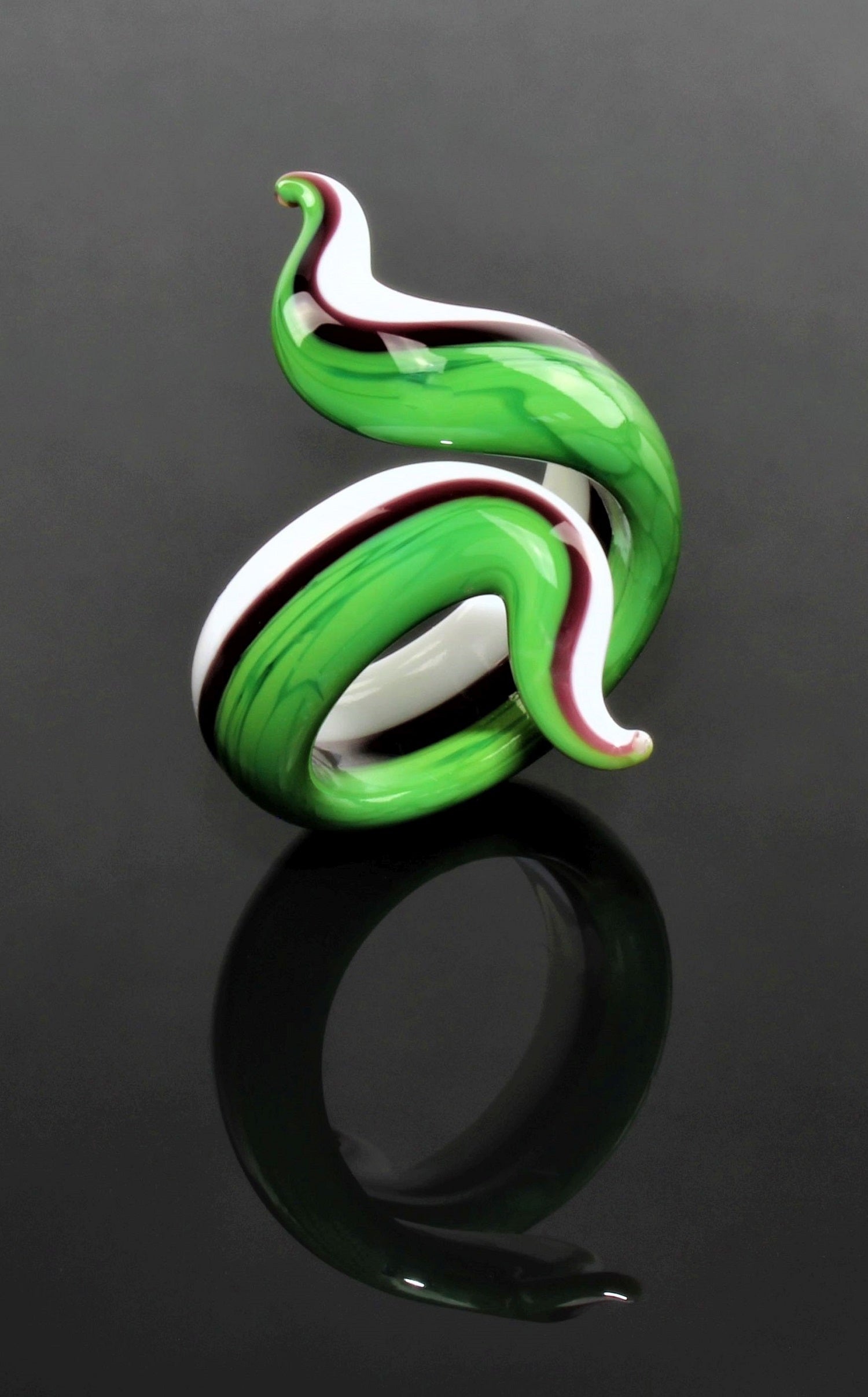 Ring "Eva", grün, Borosilikatglas