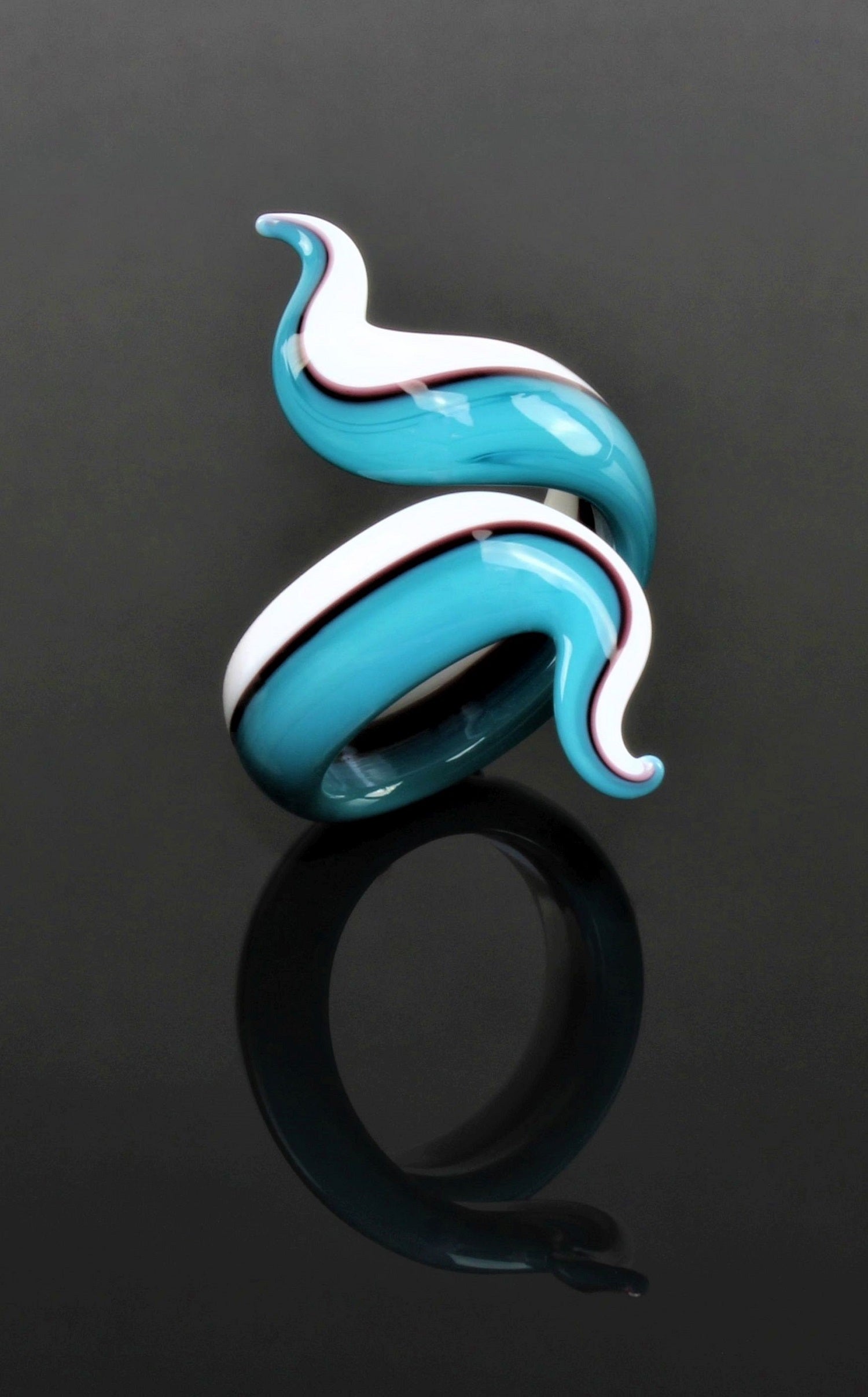 Ring "Eva", Türkis blau, Borosilikatglas