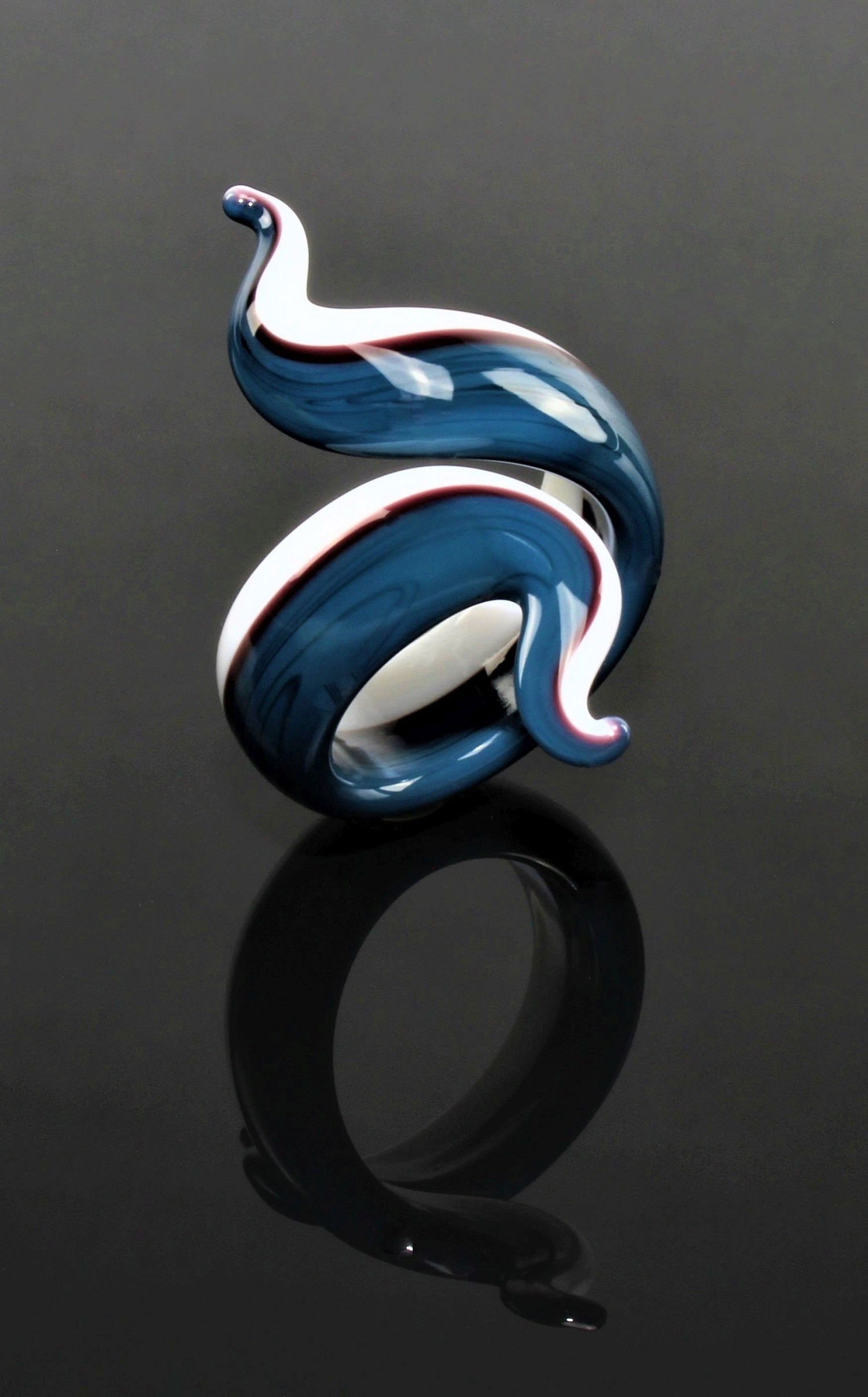 Ring "Eva", Nachtblau , Borosilikatglas