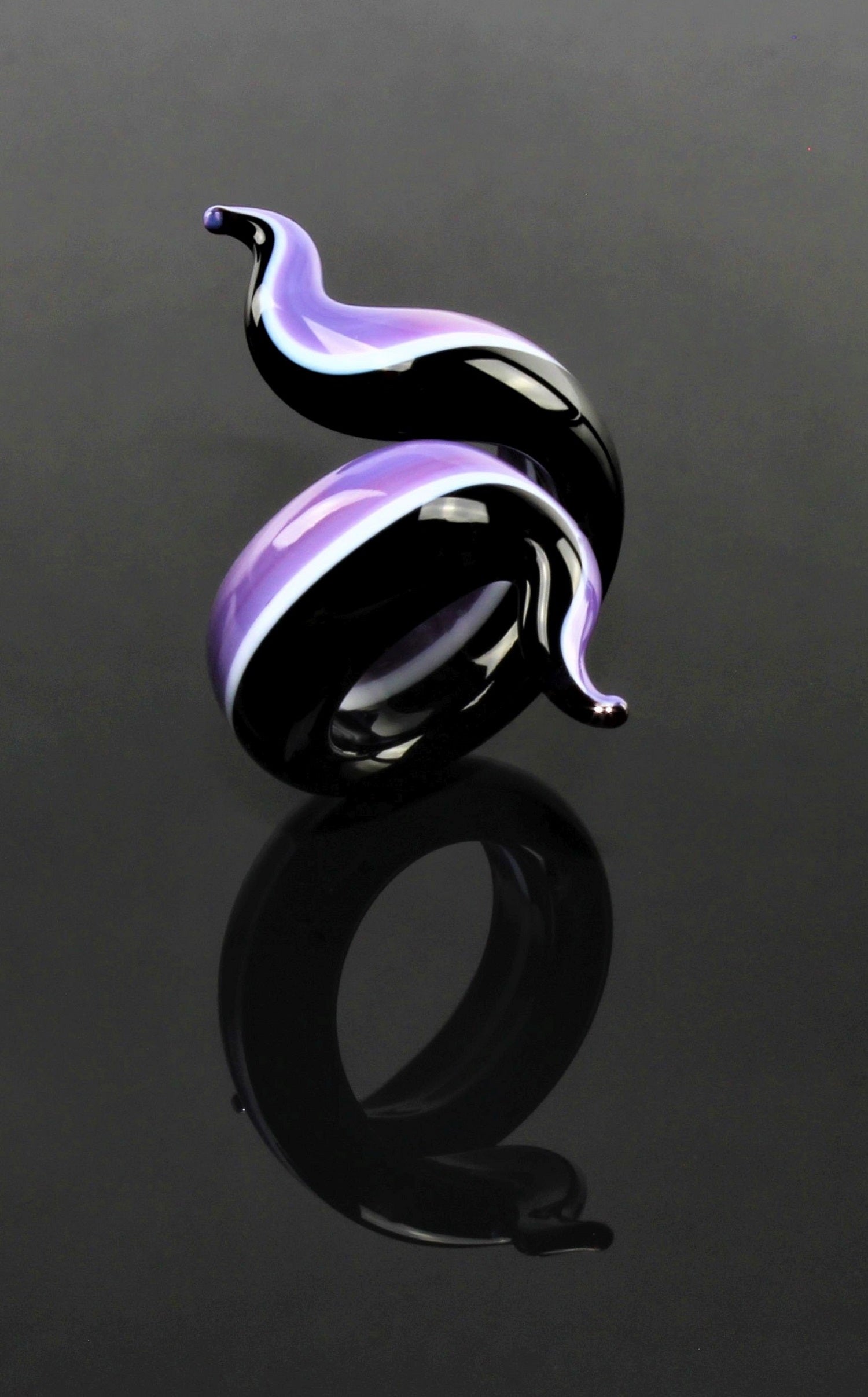 Ring "Eva", Schwarz-Salbei , Borosilikatglas