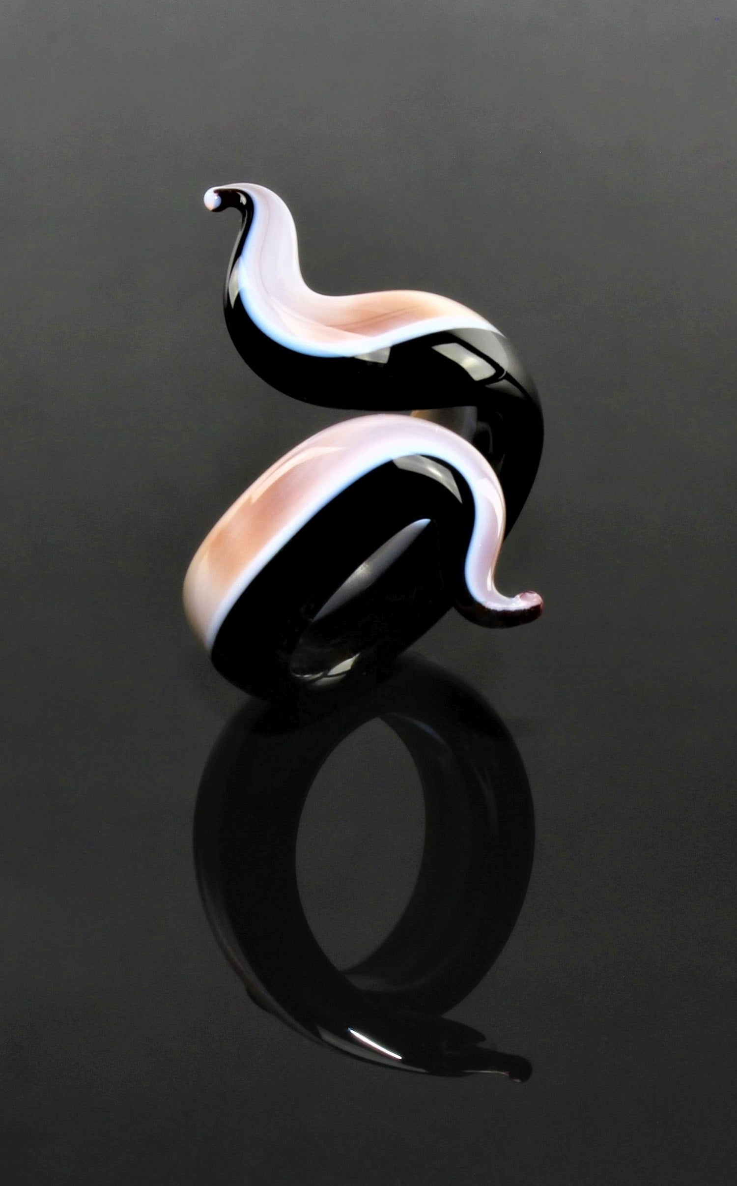 Ring "Eva", Schwarz-Nougat, Borosilikatglas