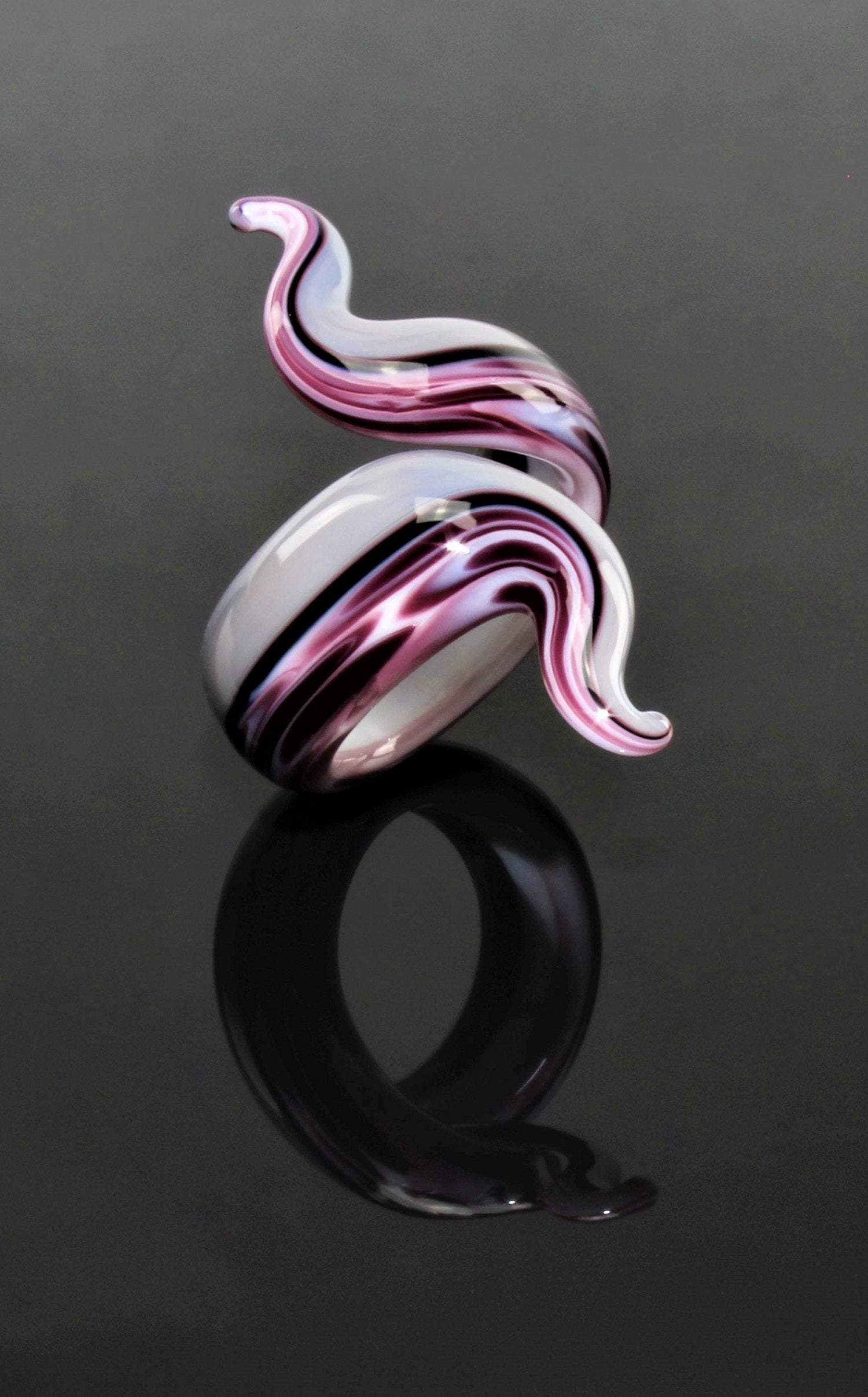 Ring "Eva", Steingrau  marmoriert, Borosilikatglas