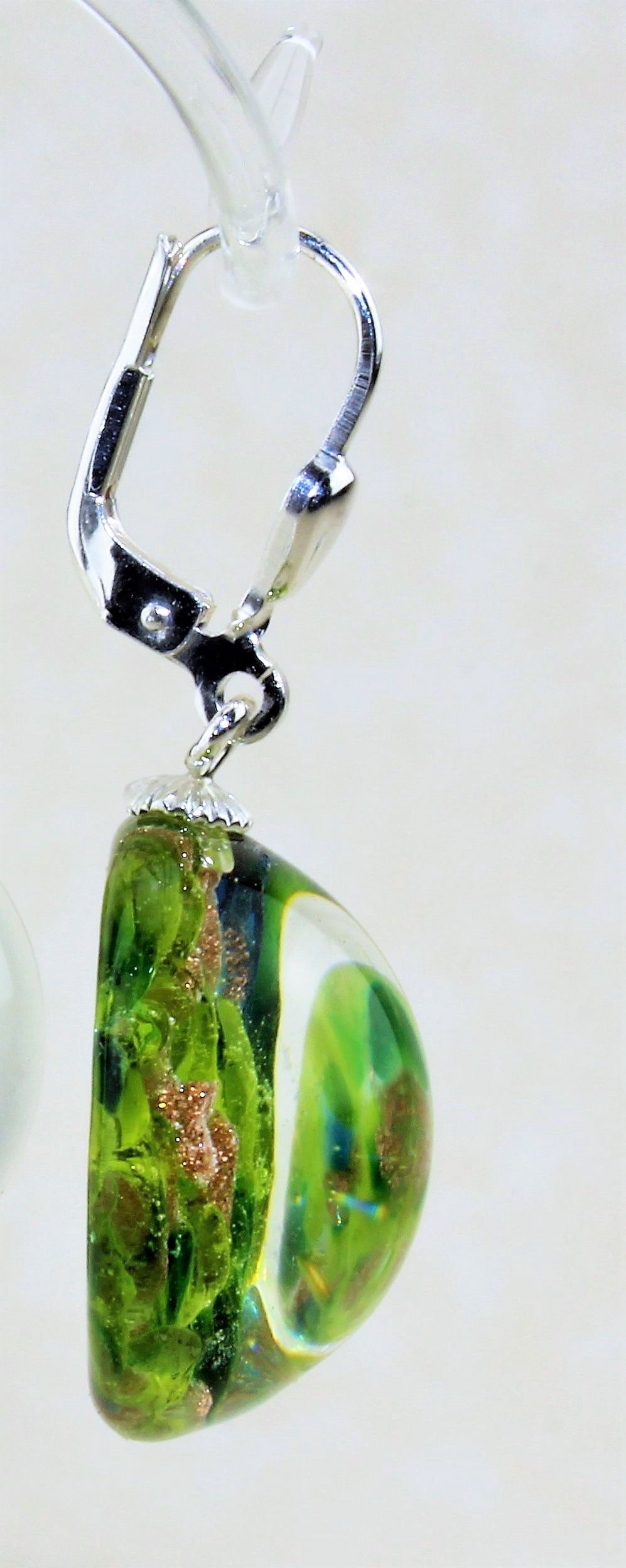 Ohrringe Nuggets Grün marmoriert